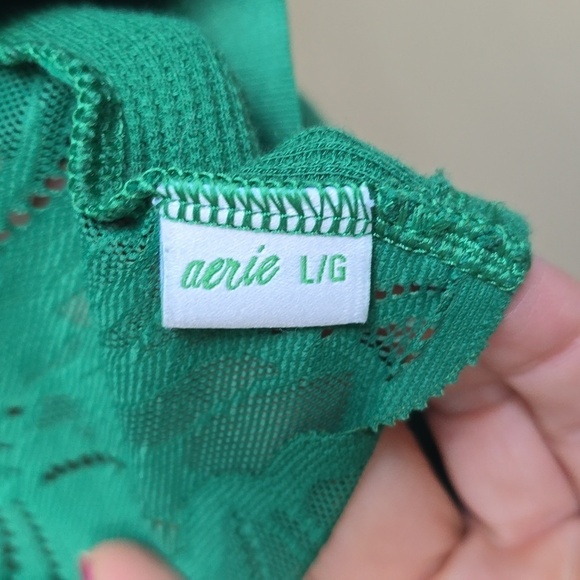 Aerie Kelly Green Lace Longline Cropped Bralette, Large - Picture 5 of 5